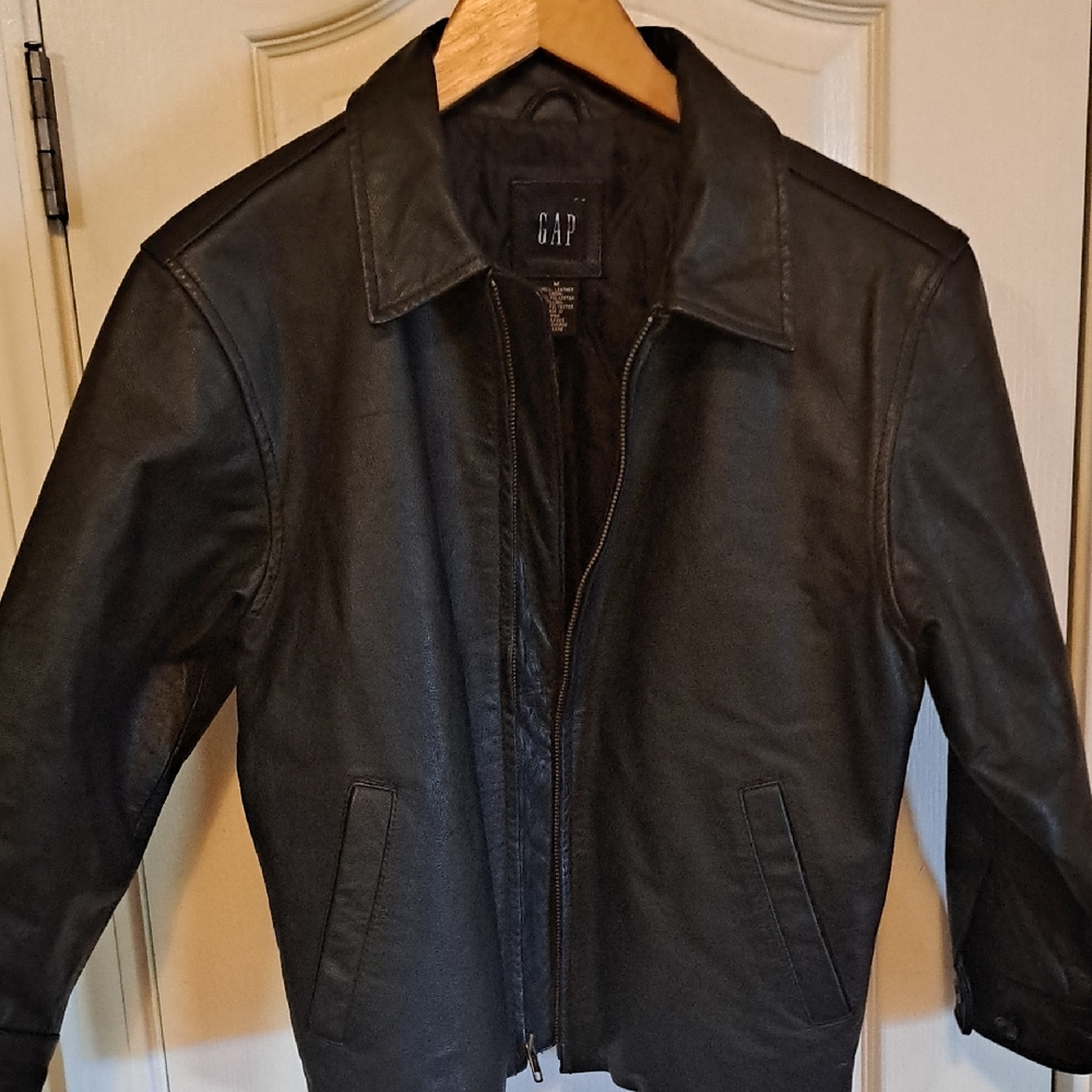 GAP Boys's Black Leather Jacket